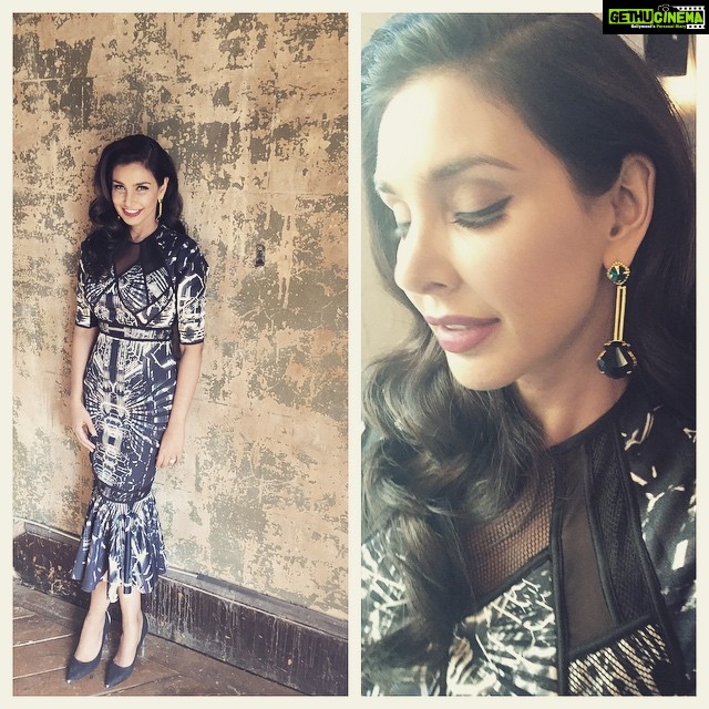 Lisa Ray Instagram - How gorgeous is this @peacock_bride dress and @maithilikabrejewellery earrings? The flattering silhouette made me feel womanly and comfortable in my own skin at the #FusiaFete2015 in Toronto. Thanks @aakanksha.a for styling and @shirleywu88 for makeup and hair. #FalguniandShanePeacock