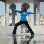 Lisa Ray Instagram - Striking #Warrior pose on the terrace of the #TajLakePalace was a highlight while in #Udaipur. #InsightMoments #travelista #yoga