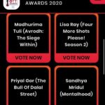 Lisa Ray Instagram - Well isn’t this a surprise. Thanks for alerting me @dipikablacklist I had no clue of my inclusion on this list along with some outstanding actors (hello @sandymridul !) This pushes back at my pervading sense of gloom. To quote Jack Gilbert: ‘We must risk delight. We can do without pleasure, but not delight. Not enjoyment. We must have the stubbornness to accept our gladness in the ruthless furnace of this world. To make injustice the only measure of our attention is to praise the Devil.’ Thank you @filmfare and all the sassy and fabulously messy, talented and mad women of @4moreshotspls (and special thanks to @pritishnandycommunications) Ms Nandy (@rangitapritishnandy) we have a lot to talk about when we finally get some face time. You are fully to blame for this. And @nupurasthana for capturing - not my best angle - but my best version of Samara Kapoor. Thank you @devikabhagat7 @misschamko for writing this deliciously flawed character. Miss you @nehapartimatiyani not only for your lighting skills but your laugh filling the room just when I was running out of steam. Big salaams to @aasthasharma and team for helping bring Samara to coordinated diva realness. @bhavyaarora and @shraddhabachani for the MUH. And love to an ensemble of fabulously talented, generous performers @iamkirtikulhari @sayanigupta @banij @maanvigagroo This is already a long, rambling post (many more thanks but I can hear the music cutting me off) which proves it takes a huge, defiantly optimistic team to put game changing content out there. This is a vote to NOMINATE (ha- gotcha) so get your votes in by Dec 6th. Either way I’m chuffed to be part of this wonderful game ✌️No obligation to vote- but Samara Kapoor would be plenty pleased. #flyxfilmfareottawards