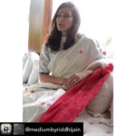 Lisa Ray Instagram – This monsoon afternoon was pure magic 
Repost from @mediumbyriddhijain using @RepostRegramApp – Happy Accidents.
She wears a striking red sari that she says, reminds her of her Bengali father and Polish mother. She has a picture of them stashed away in her phone. When she raises a bindi to her forehead and hands you an elusive smile, you feel the layers on her skin dissolving. 
Oh! I never planned to be a model or an actor. She remarks casually. It’s one of those happy accidents. The rain lashes against her voice as she sits cocooned inside glass walls. Her voice resonates as she points out, ironically, how removed Mumbai is from divinity despite being surrounded by temples, Mosques and Churches.
.
.
The Jamban Journals is a dedicated documentation of journeys – Of Women and our Sarees. Be a part of this journey and watch them evolve…each in their own way.
A playful amalgamation of territories & traditions, this collection of contemporary sarees is Medium’s experimentation with Bengal’s extra weft weaving delicately syncing with Gujarat’s indigenous tie-dye techniques.

@lisaraniray shot by @dhruv.satija