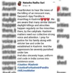 Natasha Suri Instagram – 💔 #JusticeForAjayPandita #AllLivesMatter #Kashmir #India