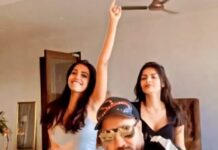 Natasha Suri Instagram - #Repost @mikasingh • • • • • • Tuesday madness with two hotties… me and @natashasuri didn’t let her dance.. poor @isonaliraut 😂😂😂❤️. #reels #sawanmeinlaggayiaag #mikasingh #natashasuri #sonaliraut