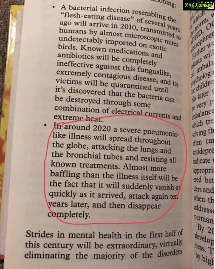 Natasha Suri Instagram - Incredible!!! This is from a book called 'End of Days' written in 2008 by Sylvia Browne. How she predicted the Corona Virus epidemic so precisely is a mystery. Courtesy @anitapatel786 #Corona #coronavirus #psychic