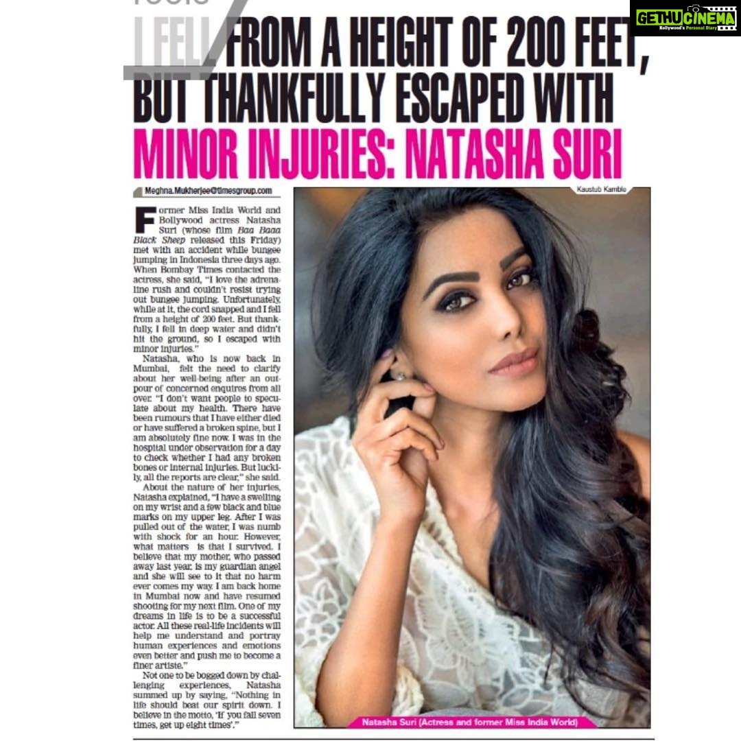 Natasha Suri Instagram - I am safe & sound. Back home & back to work too.❤️🙏 24th March 2018’ #NatashaSuri #BombayTimes #TimesOfIndia