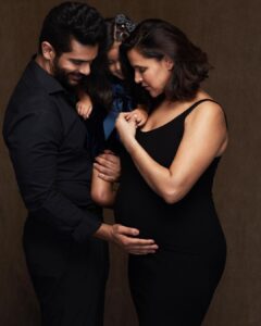 Neha Dhupia Instagram - My favourite picture of the four of us ❤️🧿🤰… ( till date 😃) …thank you @prasadnaaik for the magic ❤️