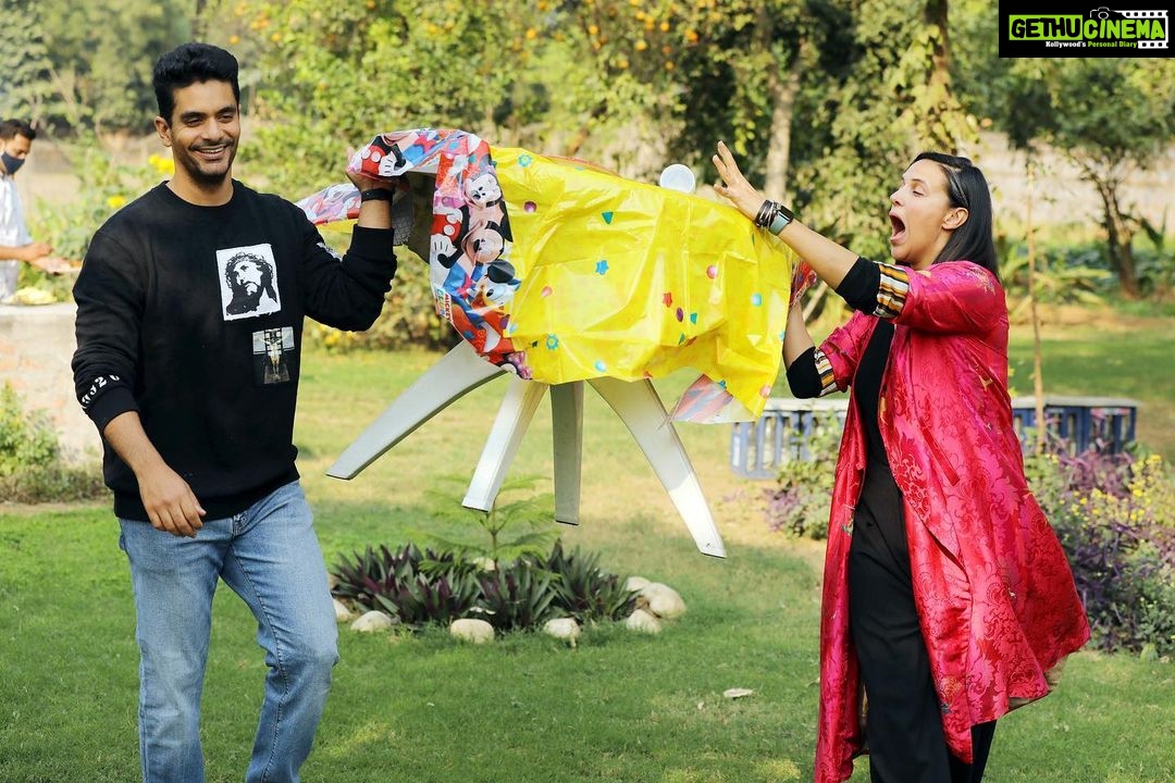 Neha Dhupia Instagram - Parenting is all about the ultimate balancing act and on all days exhaustion level π―... and ofcourse getting the birthday party theme just right!!!! @angadbedi you are all I need π #equalparenting πΈ @lakshaysachdevaphotography #family #birthday #latepost @mehrdhupiabedi