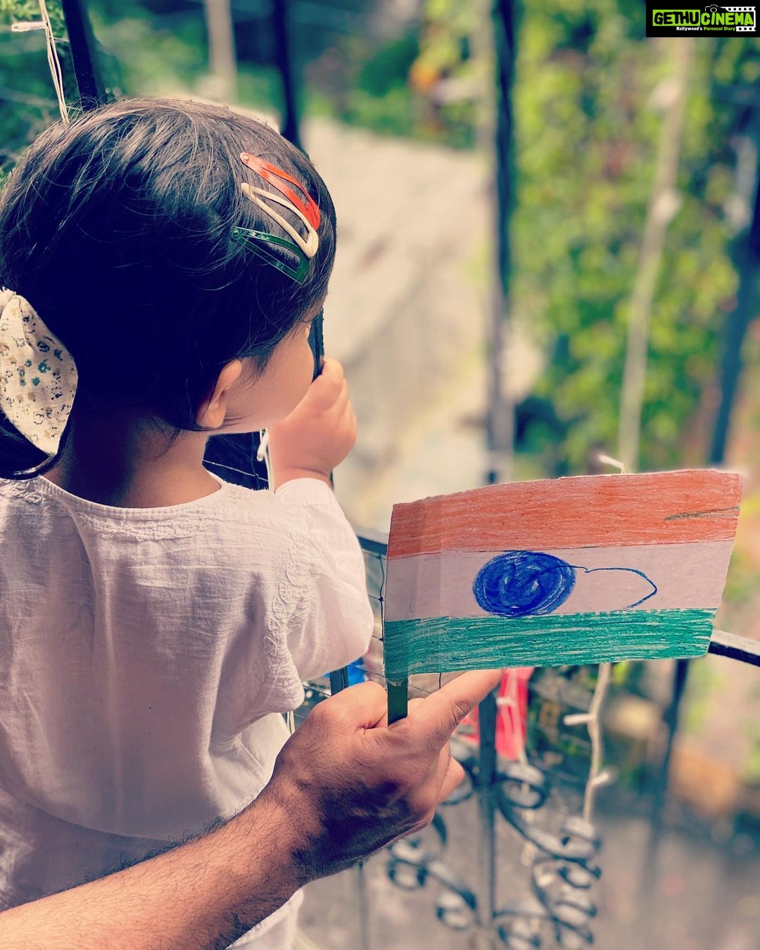 Neha Dhupia Instagram - #happyindependenceday ... first time flag art by @mehrdhupiabedi n @toddenindia 🧿 🇮🇳 #jaihind