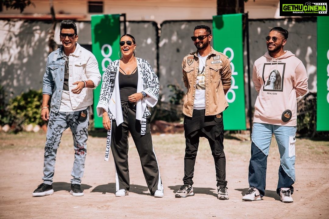 Neha Dhupia Instagram - You ll see us smiling a lot more than usual on tonight’s episode of @mtvroadies at 7pm on @mtvindia caus cooking up a storm for these incredible kids from Divya prem sewa mission was beyond special . And yes things did get pretty heated up .... after all it’s #roadiesrevolution . 📸 @rjdeigg styled by @gumanistylists in @all2defy outfit Assisted by @apeksha_narwane muah @u10makeup_n_hair #youwithyounten #styledwithgumani