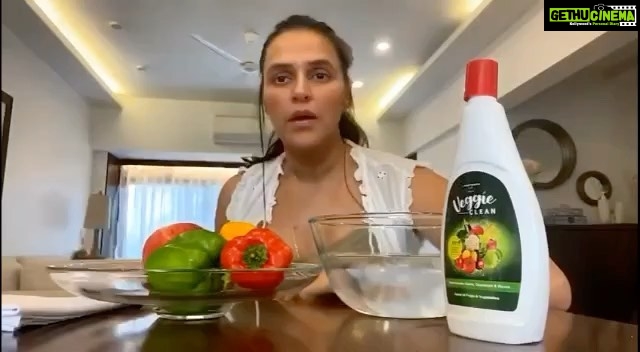 Neha Dhupia Instagram - It’s summer time and some of our favourite fruits 🍉 and veggies 🍅 are here to be relished in the house. But given the current scenario, I want to ensure that before we eat them they are thoroughly cleaned and just using water to wash them isn’t enough. So I decided to try out Marico’s Veggie clean which removes 99.9 percent germs and pesticides from all my fruits and veggies. It’s 💯 percent natural and totally safe to wash all my fruits and super easy to use as well. It’s available online on Flipkart and Amazon and Bigbasket. Why don’t you also try #therightwaytoclean and tell me how happy your fruits and veggies feel. #veggieclean #vegetablessanitizer @marico_veggieclean