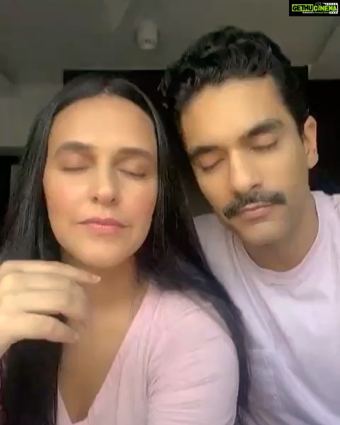 Neha Dhupia Instagram - Post and twinning Inspired by @ayushmannk n @tahirakashyap and we are allllllllll kinds of wrong!!! 😋😝😍 @angadbedi @indiatiktok #stayhomestaysafe #couplecompatibility😏