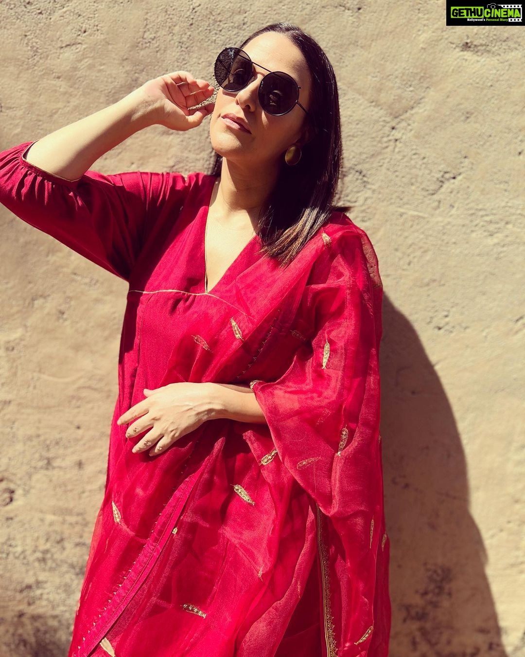 Neha Dhupia Instagram - ❤️🪔 … playing dress up all week … love this @raw_mango 📸 @angadbedi