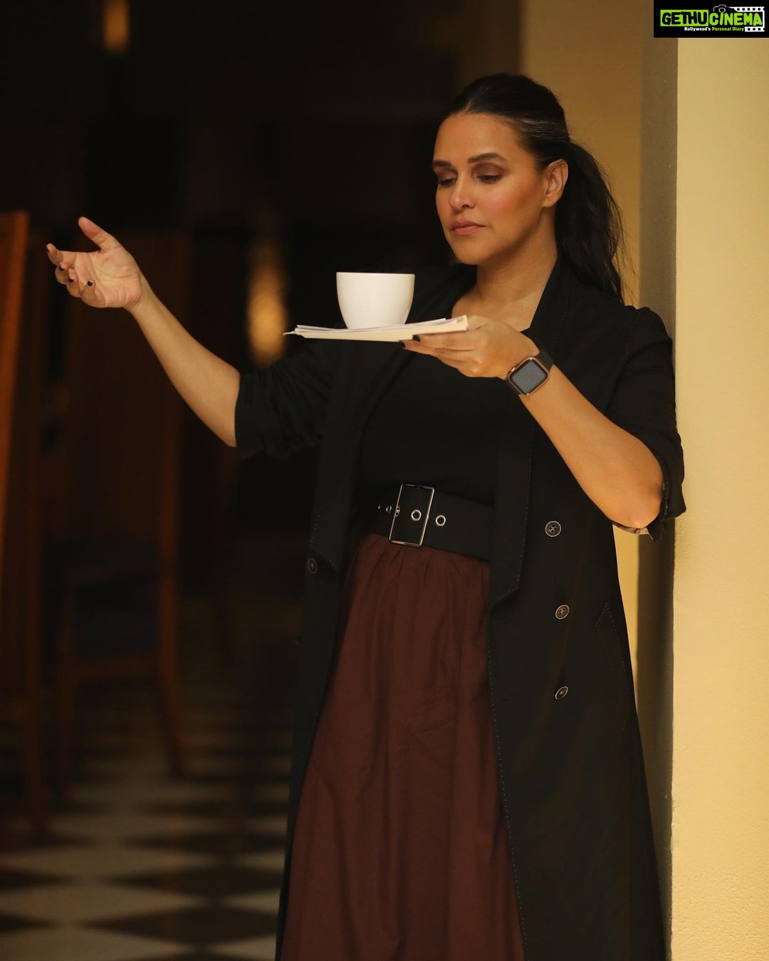 Neha Dhupia Instagram - The balancing act .... #worklifebalance is a real thing... every mom would understand... we fight the want and need to both stay at home and go out and be thorough professionals at our places of work. There’s a joy in doing both... some days I feel so mushy and loved up and the other days my mind feels hazy caus there’s so much going on in there . Sometimes it’s the pressures and most times it’s the guilt. In the quest for becoming our own versions of the perfect parent and the thorough professionals there are days that make us feel so great about all that we do and then there are moments that let us down completely. The truth is there’s no such thing as becoming a super mom I promise you we are super moms ... in our own little way. Give urselves a pat on your back, love urselves a lot more than you do ... I send you all a big fat hug! ❤️🤗 #styledwithgumani