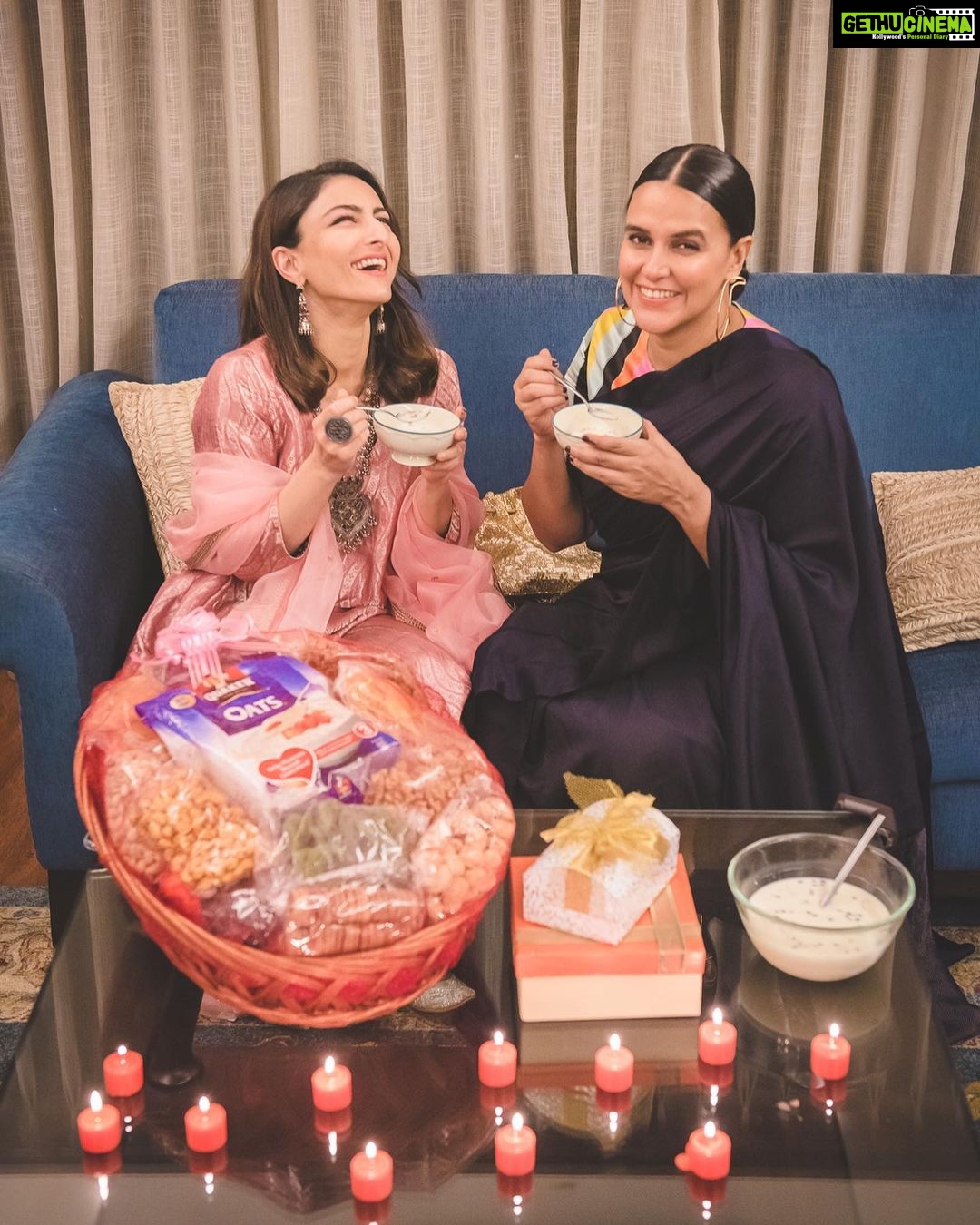 Neha Dhupia Instagram - @sakpataudi you have made my day! Diwali has always been one of my favorite festivals, especially because I truly relish decadent sweets and mouth-watering festive dishes. But I often end up feeling a little guilty afterwards. I’m so touched that you prepared this delightful and nutritious Kheer with #QuakerOats specially for me! This amazing gesture of yours just shows how well you know me and I’m so grateful to have a friend like you in my life! I cannot thank you enough for this yummy bowl of magic! @quaker_india #QuakerDiwali #DiwaliEssentials