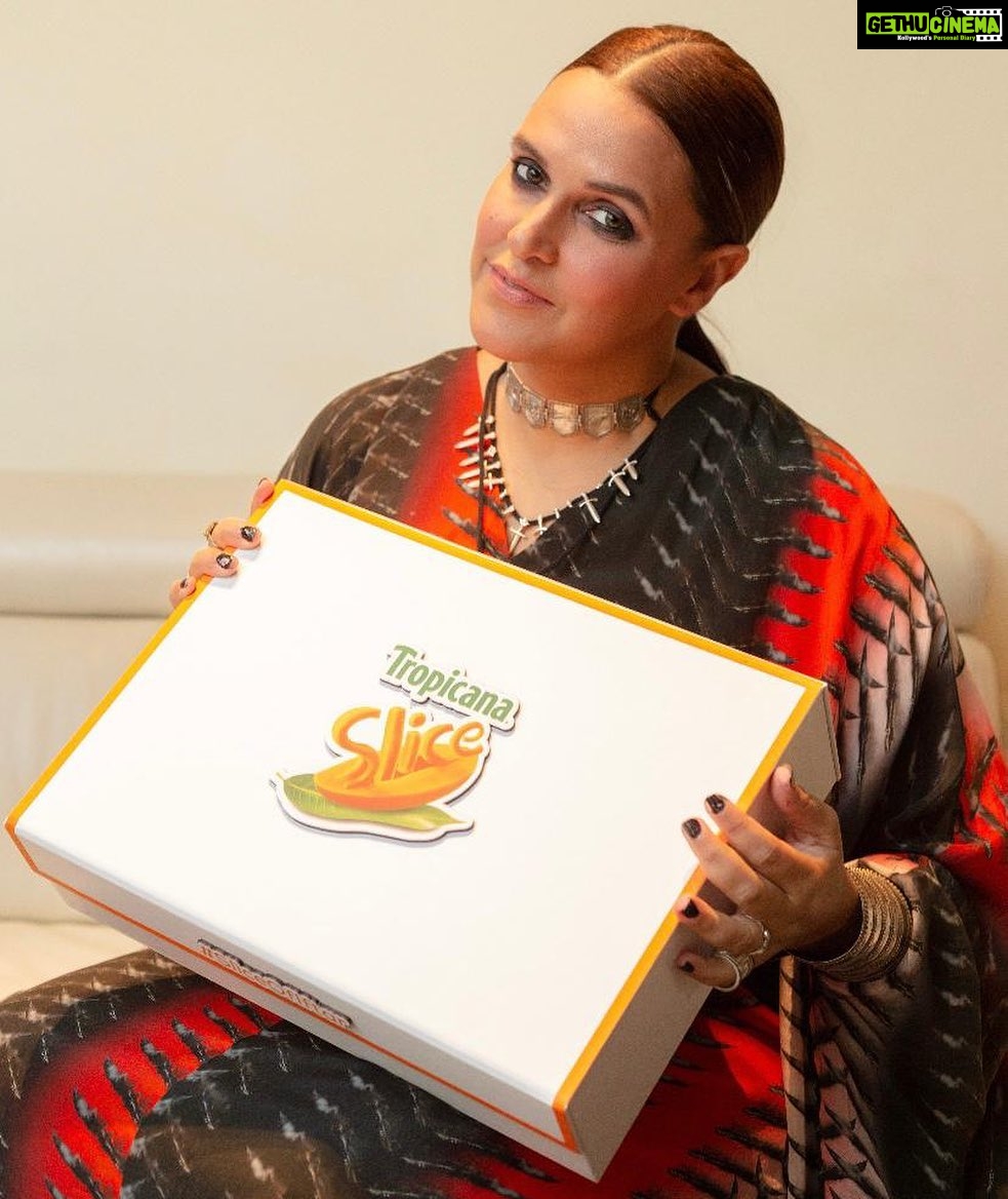 Neha Dhupia Instagram - This Ramadan I want to thank one of the guiding lights in my journey of being a mother, my friend Soha ...Thank you for holding my hand through it all and sharing your own experiences of being a mother with me, which to this day make my motherhood journey more fulfilling. Iftaar is a time of bonding and saying thanks to the ones you care for, and to make this Iftaar a notch brighter for you, sending you this bundle of joy from @tropicana_slice ! Happy Ramadan @sakpataudi ! #SliceOfIftar #Ad