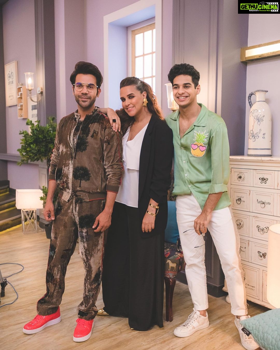 Neha Dhupia Instagram - I present to you brand new guests @rajkummar_rao n @ishaankhatter ... who promise to bring the house down ππ€©π₯on #bffswithvogue right now at 9 pm on @colorsinfinitytv ... @jeepindia @realisadiamond_in β€οΈπ