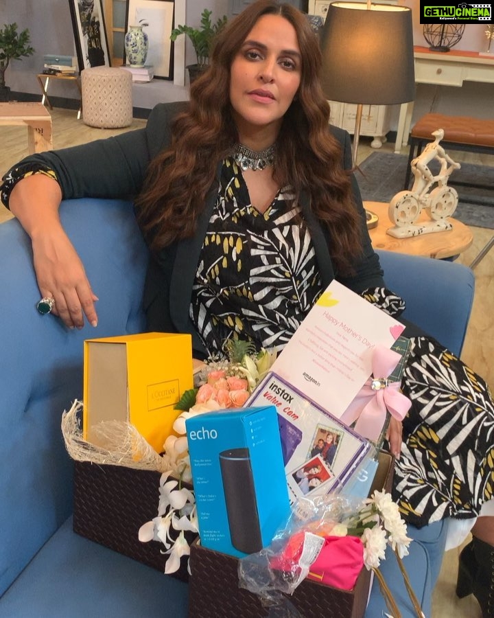 Neha Dhupia Instagram - Received this endearing Mother’s Day surprise from @amazondotin today. Along with my favourite Amazon Echo, Fire TV stick and a L’Occitane set, it also has a Polaroid camera! The Polaroid camera instantly reminded me of my time with my mom. We loved posing for pictures together. She would run her hands through my hair to set it right before a photo, like a pro stylist. Her hands comforted me and her love guided me. This Mother’s Day I want to relive and recapture those precious moments with her. Embarking on the journey of motherhood myself I now know that no one can replace the unconditional love of a mother. Cherish her with all your heart and indulge her with the best. Head to the #mothersday store on @amazondotin and #deliverthelove to the real first love of your life with #amazonindia