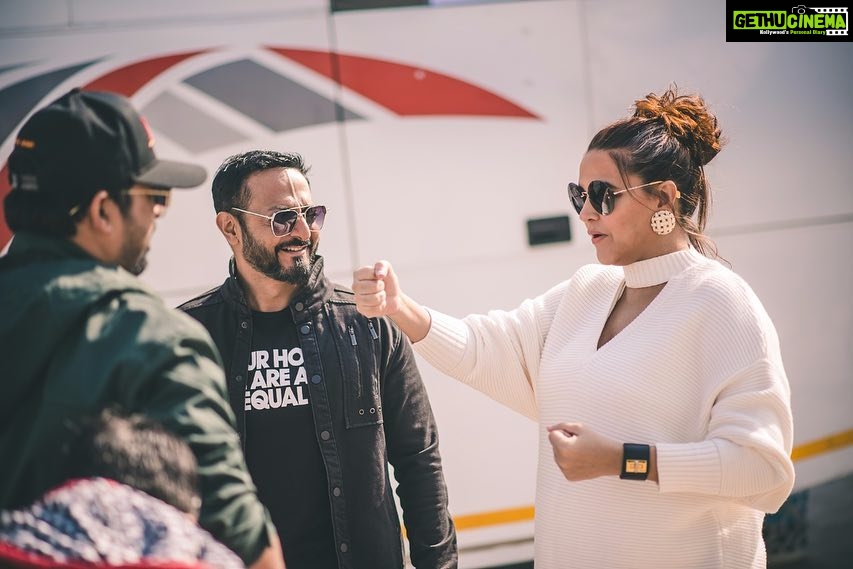Neha Dhupia Instagram - Waiting for my fist π€ bump!!! @nikhilchinapa @rannvijaysingha are clearly being all cool π about it! π... what did you guys think of the Chandigarh auditions! @mtvindia @mtvroadies #roadiesrealheroes πΈ @rjdeigg