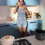 Neha Sharma Instagram – This happens to be my fav place..fooling around between takes..#kitchenlife #bts #spawake 👩🏻‍🍳