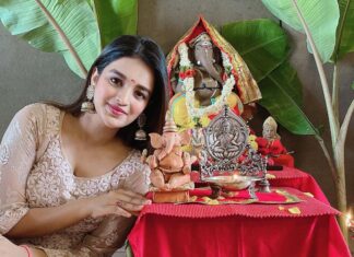 Nidhhi Agerwal Instagram - Happy #ganeshchaturthi 🙏🏼 wishing you all a prosperous year ahead.. only good things ahead 🌟 This Ganesha is made by me.. an eco -friendly choice. All you need is clay 😊 please make an eco-friendly choice. ✨✨✨✨