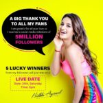 Nidhhi Agerwal Instagram - Hi my Insta-fam! 🥰 thank you so much for 5M! I love you all so much and big hug to all my fan clubs who have always supported me! Biiigggg love ❤️ Come and join me on my Instagram LIVE at 6pm tomorrow.. and 5 of you’ll can be live with me.. and it’s a date 😋 #5m #quarentine #stayhome #instagram #instalive