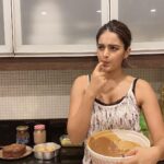 Nidhhi Agerwal Instagram – Baked a cake for the first time 🍰 of course with the expert guidance of @tanveagerwal 
1. Check whether the batter tastes good because we used maple syrup instead of sugar. 
2. Wait for light bulbs to cook the cake.
3. Some coco powder seasoning. 
4. Satisfaction. 
Oh, and we baked the second one too.. with fresh orange.. let’s see how that tastes 😝 
#stayhome #stayhome #quarantine #cake #healthyfood