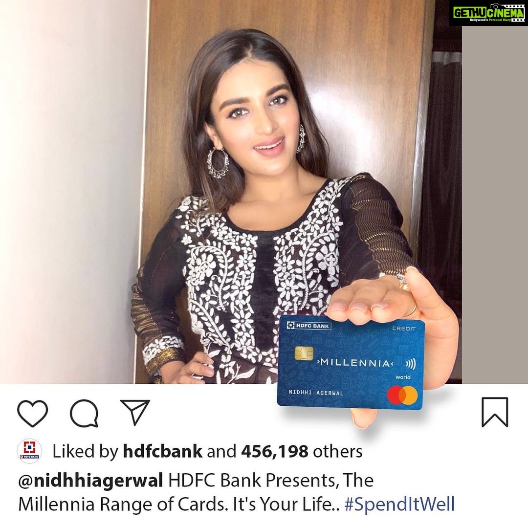 Nidhhi Agerwal Instagram - A spend a day keeps the expense away. Guess how? With #HDFCBankMillennia, get upto 2.5% cashback on every online spend. It’s raining cashbacks with the perfect card for Millennials. DM @hdfcbank & get yours today, cause it’s your life…#SpendItWell Powered by @mastercardindia