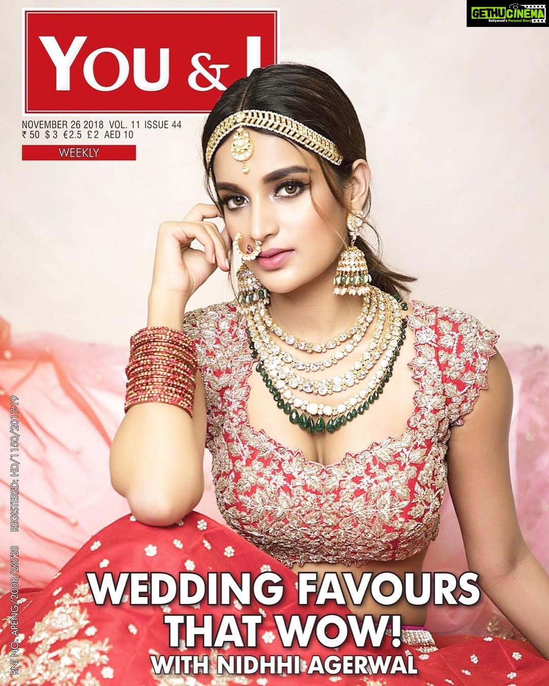 Nidhhi Agerwal Instagram - On the cover of @youandimag ❤️ thank you so much for a wonderful time ✨ Outfit: @anushreereddydesign from @angasutrastyle Jewellery: @Musaddilalgemsjewels Makeup and hair: @officialsandysartistry Styled by @officialanahita Pic: @nikkhil_bareli Location: @tajkrishnahyd