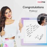 Nidhhi Agerwal Instagram - That moment really is perfection, Maitreyi, You are #AnotchAbove! Congratulations on winning #Realme2 the best phone under INR. 10K with a dual camera that will take care of all your photography aspirations.