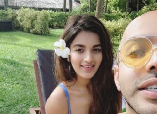 Nidhhi Agerwal Instagram - With the social media king in #goa Many more to come 🌴🌊🌴🌸🌸🌸 @shaanmu @kishushroff