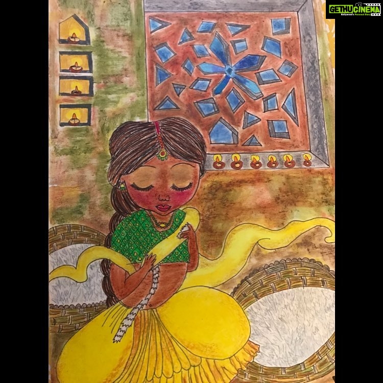Nidhhi Agerwal Instagram - Just found this old art work at home.. done in 2004.. want to go back to painting! 🖌🎨 #art #oilpastels