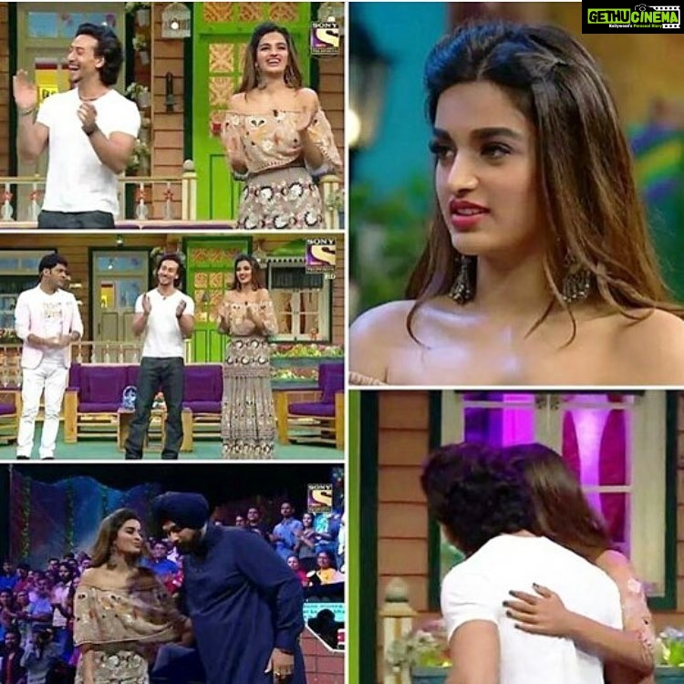 Nidhhi Agerwal Instagram - Makeup- @13kavitadas Hair- @seemakhan1988 For kapil sharma show Outfit @officialeshasethithirani Earrings @amrapali Styled by @sabinahalder