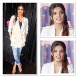 Nidhhi Agerwal Instagram - Suited up for Pune! 🌸🌸🌸 Makeup- @13kavitadas Hair- @seemakhan1988 Styled by- @theanisha wearing a @madison_onpeddar Blazer