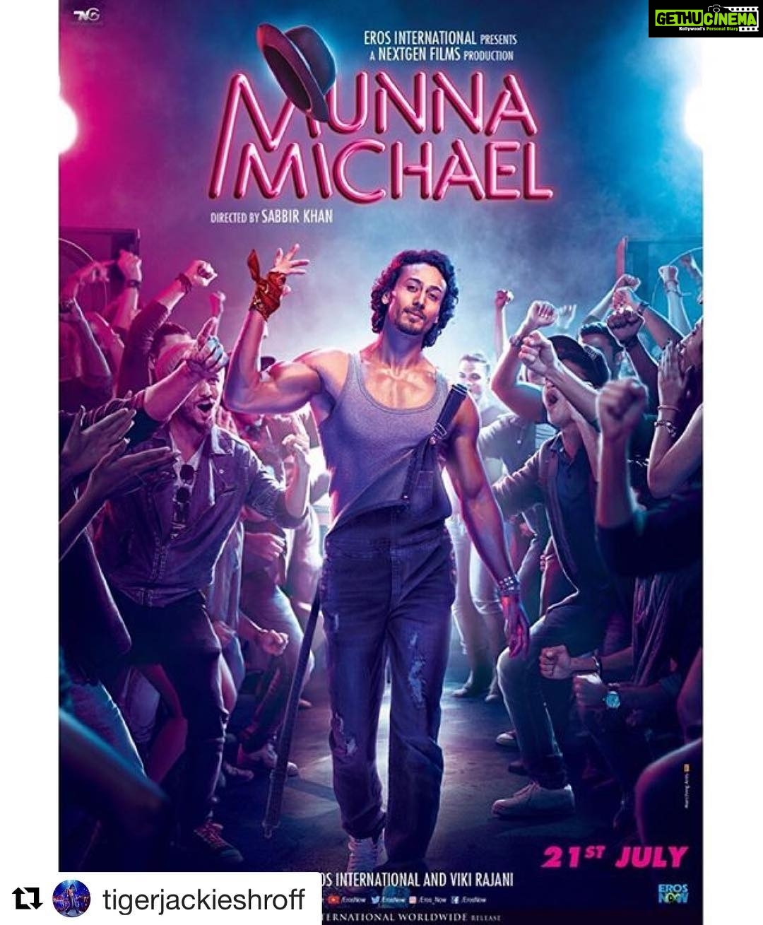 Nidhhi Agerwal Instagram - Introducing Munna #Repost @tigerjackieshroff (@get_repost) ・・・ Moonwalking in the steps of the legend! :) #MunnaMichaelPoster #MunnaMichael @nidhhiagerwal @sabbir24x7 @eros_now @vikirajani @filmsnextgen