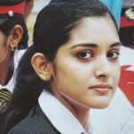 Nivetha Thomas Instagram – “When I have my mind on something, I slowly turn around and my eye catches mommy photographing me but the mind hasn’t caught up yet” This is that look. 
#throwback to school days! 😊
#suitandkajal