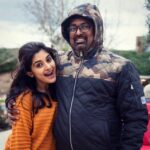 Nivetha Thomas Instagram - Daddy dearest ❤ Fun at the sets of NinnuKori ! 😊 #freezing #funatwork #daddysgirl