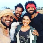 Nivetha Thomas Instagram - All smiles 😊 last day of shoot... With Raghu master, Sammy and Sagar.. Loved working with them! #beautifullyshaken #funatwork #lastdayofshoot #powerpic #song #love #G