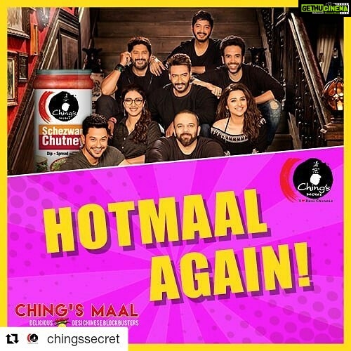 Parineeti Chopra Instagram - #Repost @chingssecret (@get_repost) ・・・ Chings’s Schezwan Chutney hai woh hot maal jo khaane mein laye thoda #Golmaal I <3 Desi Chinese! @GolmaalMovie @ajaydevgn @arshad_warsi @parineetichopra @tabutiful @tusshark89 @shreyastalpade27 @khemster2 @itsrohitshetty @neilnitinmukesh @reliance.entertainment #RohitShettyPicturez #MangalMurtiFilms