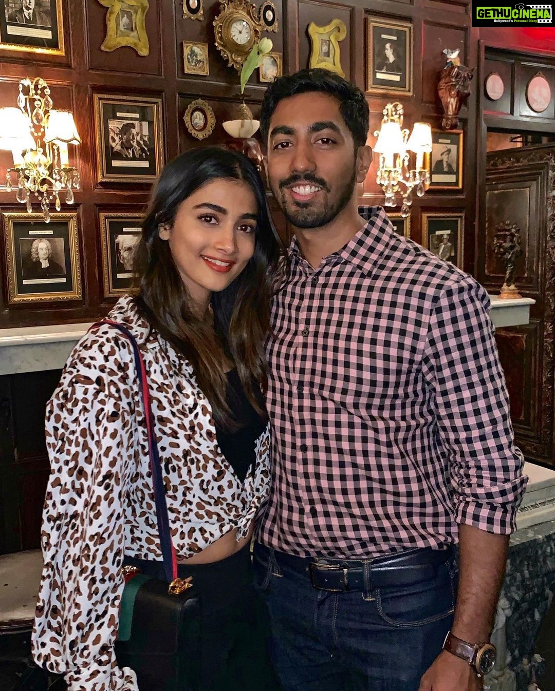 Pooja Hegde Instagram - Happy Birthday to the sweetest and kindest hearted person ever. He looks all tough from the outside but is a softie at heart. Thank you for keeping the innocence alive. I hope this year we get to spend some more time together and make more beautiful memories together...Come home soon...for now, here’s a picture from our fun NYC trip ❤️ Love you. @rishabhhegde #brotherhood #buddayBoy #hegdesiblings
