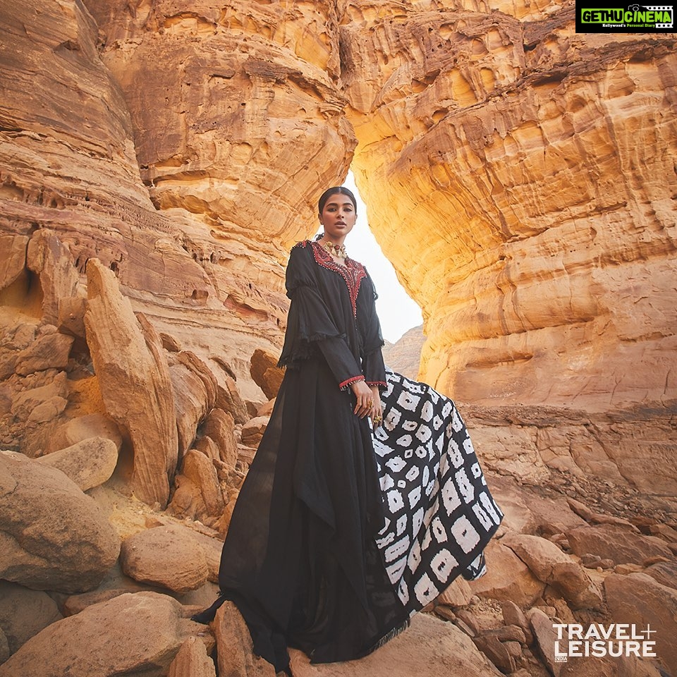 Pooja Hegde Instagram - Majestic. Enigmatic 💥 Standing tall against the beautiful Bottle Rock in AlUla, Saudi Arabia. Location AlUla, Saudi Arabia (@winterattantora ; @experiencealula ) November cover for @travelandleisureindia Producer Aindrila Mitra (@aindrilamitra ) Photographer Rohan Shrestha (@rohanshrestha ) Stylist Divyak D’Souza (@divyakdsouza ) Hair Akgun Manisali (@akgunmanisali ) Makeup Savleen Manchanda (@savleenmanchanda ) Media Director: Raindrop Media (media.raindrop)