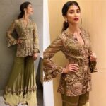 Pooja Hegde Instagram – Success is golden ✨✨ in @manishmalhotra05 @jet_gems for the Sucess Event of #AravindhaSametha