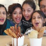 Pooja Kumar Instagram - Did you ever eat #churros like this??? We needed a break from shopping so....Welcome to my family of food! #lifeisprecious #mondaymotivation #icecream #pistacchio #vanillabean #spanish #vancouver #canada @ritu_mathur_205 @radhikarai #shoptillyoudrop #people #chocolate #marshmellows #hotchocolate #dough