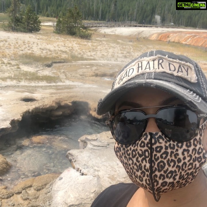 Pooja Kumar Instagram - #Mondaymotivation wear your mask anytime you leave the house. Too many people have died and as we can see from the news anyone can get this deadly virus. We can fight it together by wearing a mask, social distancing and washing hands. I’m at @yellowstonenps watching a geyser about to erupt. Will it? We might all be feeling a little suffocated like this geyser or isolated but its only a matter time and we must pull through this. We can do it together! #vote #elections #humanity #citizens #cinema #people #actress #tamil #telugu #america #india #covid_19