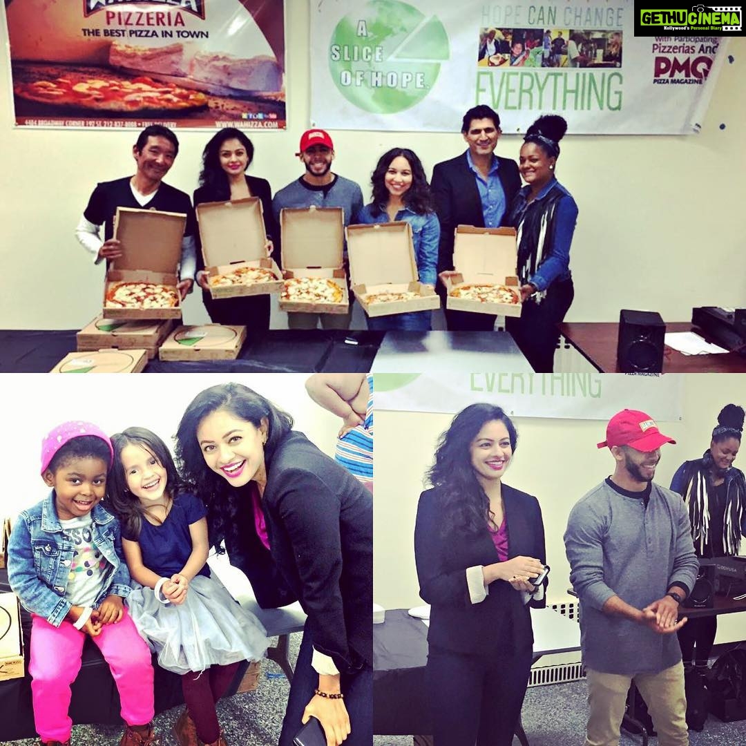 Pooja Kumar Instagram - As many of you know, I am an Ambassador for @asliceofhope an organization that spreads joy throughout the country by throwing pizza parties with live music in homeless shelters. On Thursday, I went to one of their parties in New York City for the women and children of WIN! It was so touching and I love dancing with all the guests. Thanks to those who donated earlier in the year as well. You make moments like this possible. #asliceofhope #womenandchildren #joy #hope #happiness #spreaditaround
