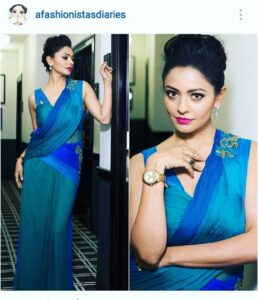 Pooja Kumar Instagram - Thanks for the post @afashionistasdiaries... And for the lovely dress @poshparicouture love the colors And the look!