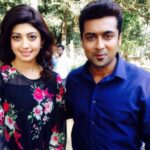 Pranitha Subhash Instagram - Happy birthday suriya sir. Throwback to this BTS from masss