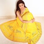 Pranitha Subhash Instagram - Happy Sankranthi! This year I really wanted to express my gratitude to everyone who has made it possible for us to enjoy clean healthy food each day - the farmer, the retailer, the one who cooks, and Mother Nature herself for providing in such abundance! I decided to do this by wearing something unique from Madhurya(@madhurya_creations) with a message. “Anna datha Sukhi bhava” embroidered on my saree is an ancient blessing that honors every person involved in bringing food to us. The airavata is beautiful and symbolizes wealth and prosperity for me. And I wish this for each and every one of you today! Happy Makara Sankranti!