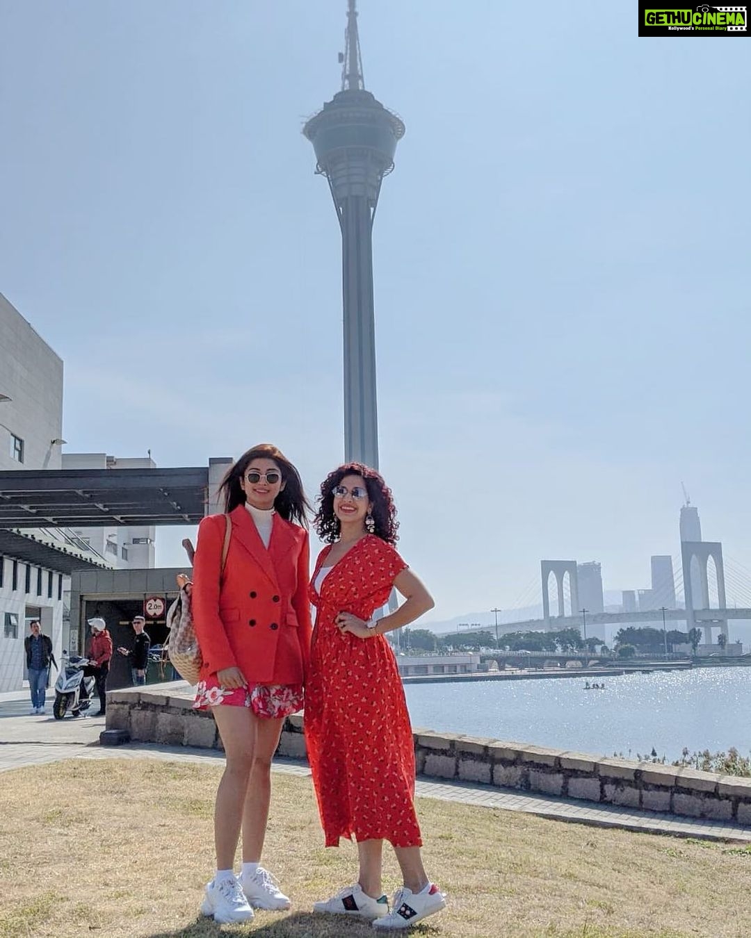 Pranitha Subhash Instagram - ❣️❣️❣️ . Twinning in red in Macao on a bright sunny day with the lovely @curly.tales @macaomoments @kamiya_jani Macau Tower