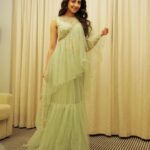 Pranitha Subhash Instagram - Deepavali 2019 ✨✨ Sari with a twist In @ashwinireddyofficial Styled by @harmann_kaur_2.0 makeup #maqbool hair @shaelkat