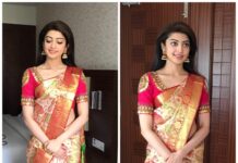 Pranitha Subhash Instagram - It's truly amazing how just a piece of cloth can transform into this when draped .. #SareeLove ..