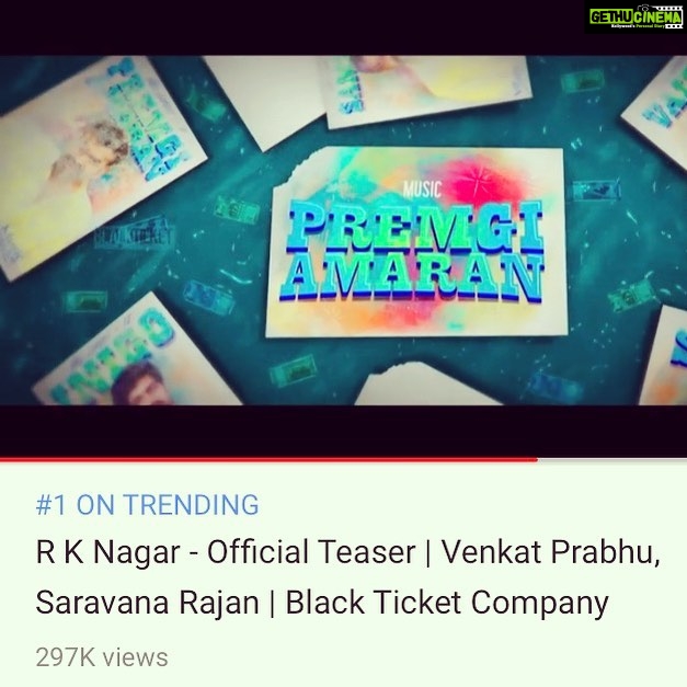Premgi Amaren Instagram - R K Nagar teaser trending number 1 in YouTube - Premgi ‘s musical 😉 https://youtu.be/CdjlsV8_5YY